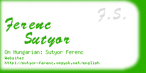 ferenc sutyor business card